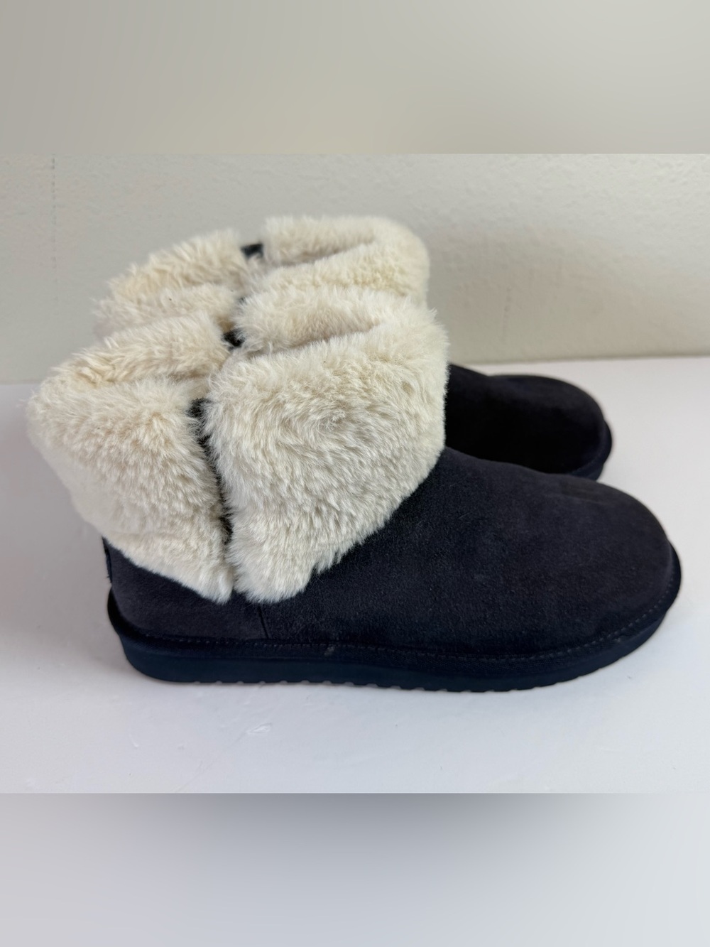 Koolaburra by UGG Aubrei Mini Boots Women's US 8 Deep Blue Faux Fur NWOT